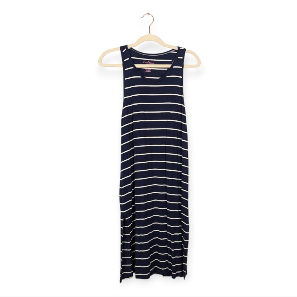 Everly Grey Alex Dress M Navy Stripe Maternity Midi Casual NWT